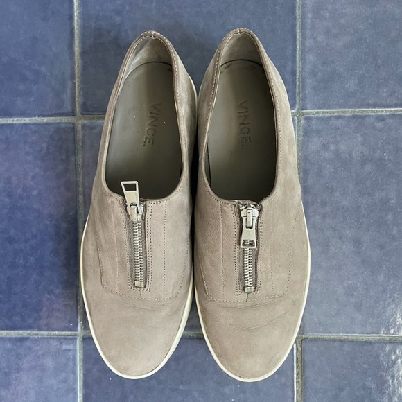 Vince Limestone Warner Zip Suede Platform Sneakers - Picture 4 of 5